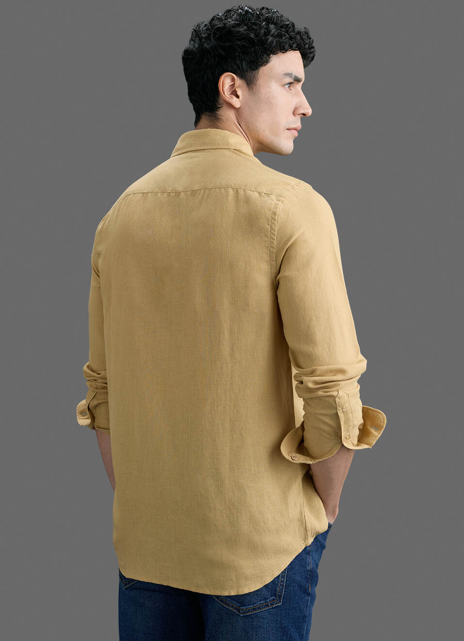 Men Khaki Solid Long Sleeve Shirt, , large image number 6