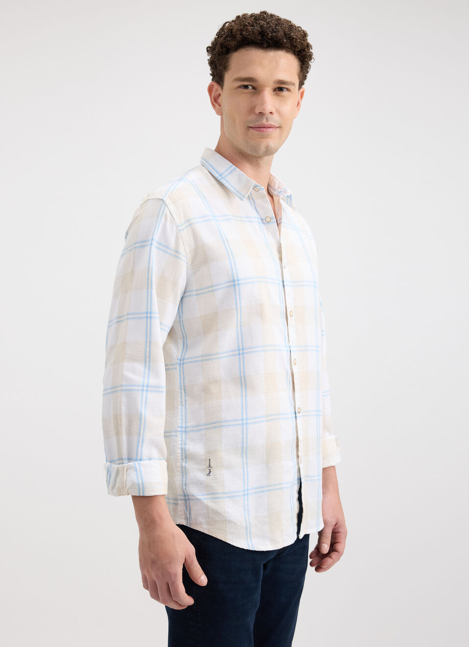 Men Beige Check Full Sleeve Shirt, , large image number 3