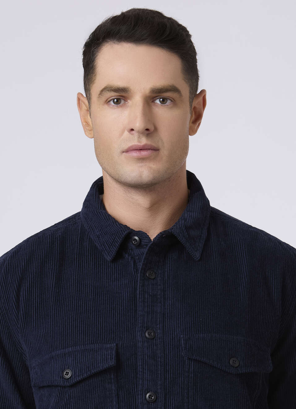 Men Navy Corduroy Oversized Shirt With Flap Pocket, , large image number 4