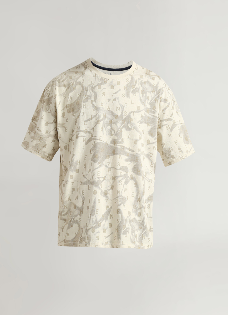 Ivory Oversized Abstract Print Typographic Short Sleeve T-shirt, , large image number 6