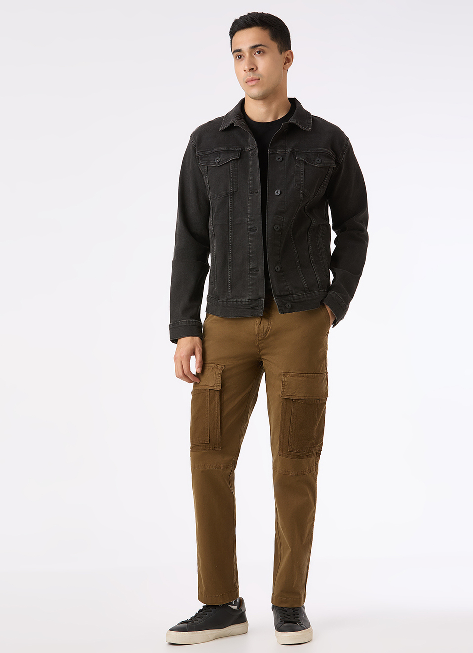Men Brown Overdyed Mid Rise Utility Stretch Cargo Pants, , large image number 3
