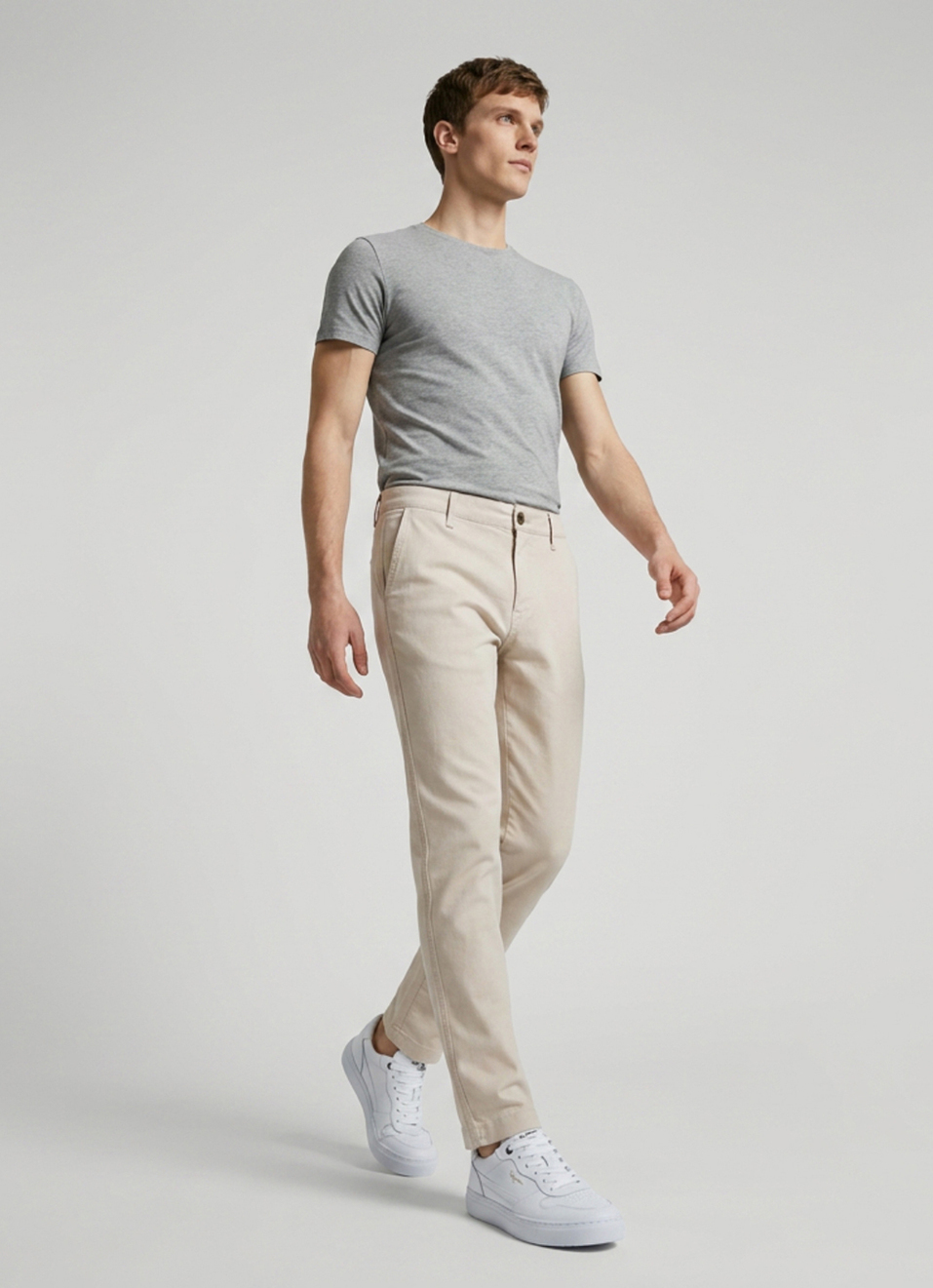 Men Ecru Straight Chinos, , large image number 7