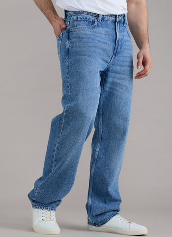 Men Blue Baggy Fit Mid Rise Jeans