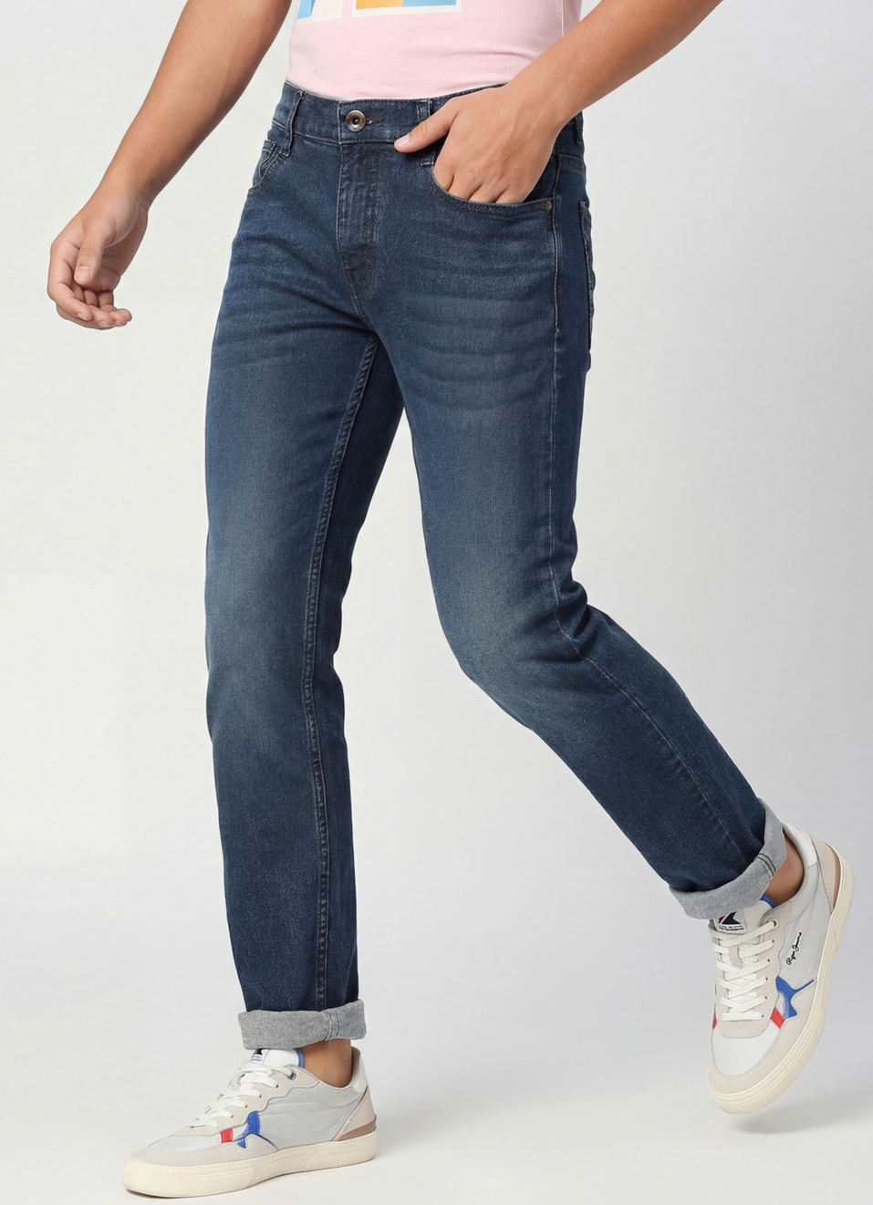 Vapour Dark Blue Mid Rise Slim Fit Jeans, , large image number 0
