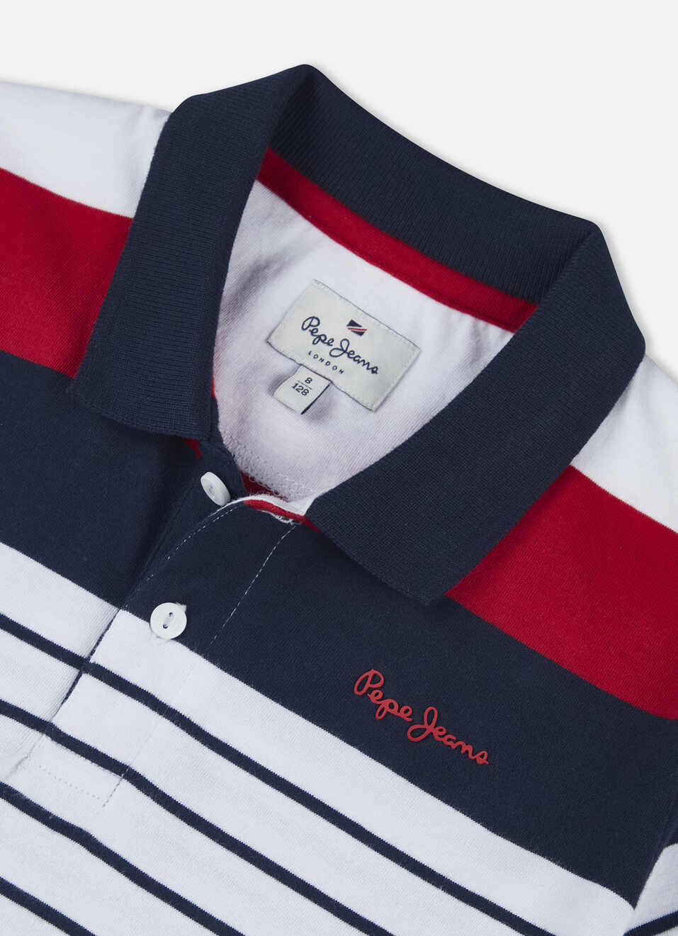 Boys Navy Engineered Horizontal Stripe Polo, , large image number 2