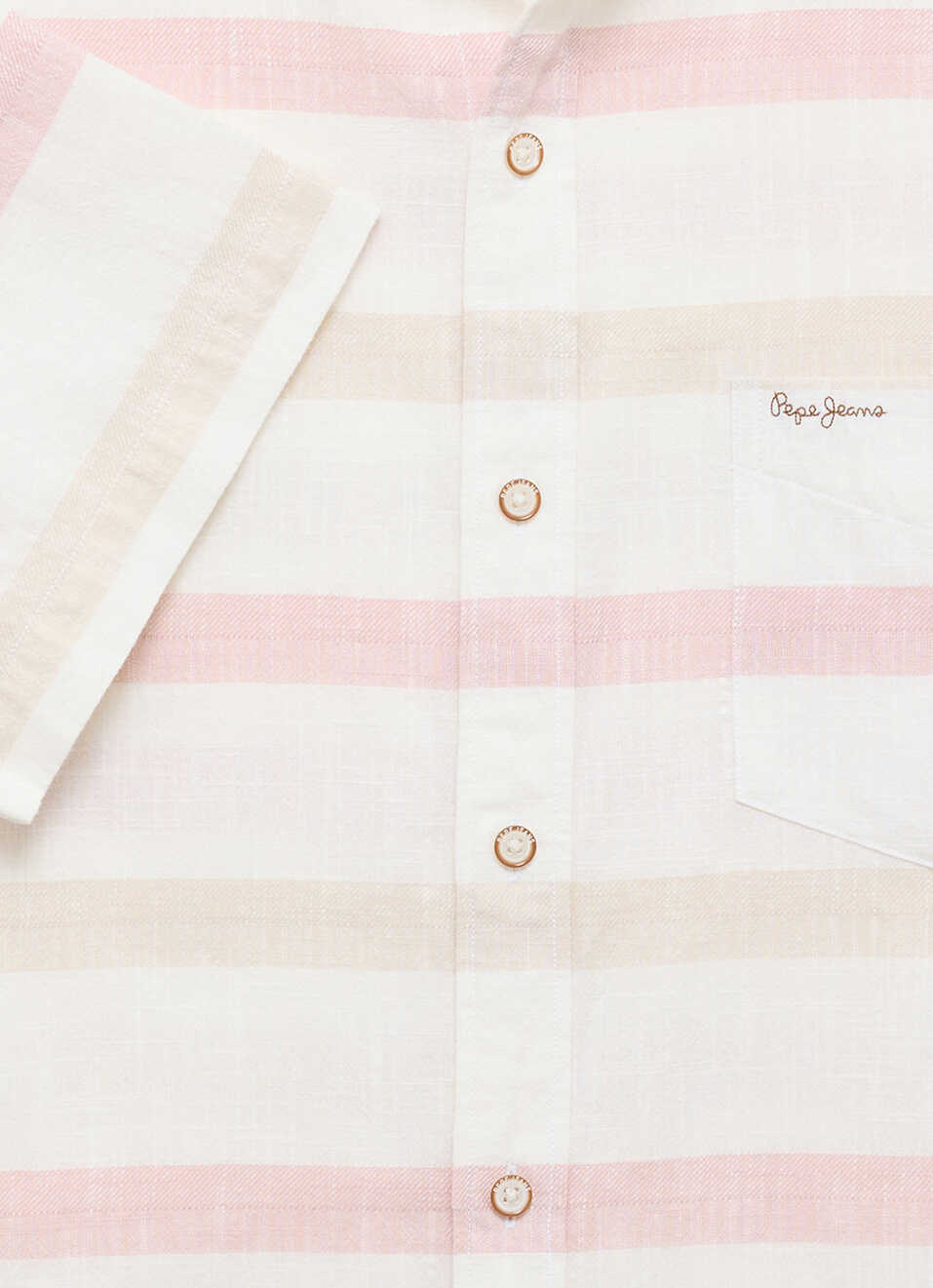 Men Peach Striped Short Sleeve Shirt, , large image number 7