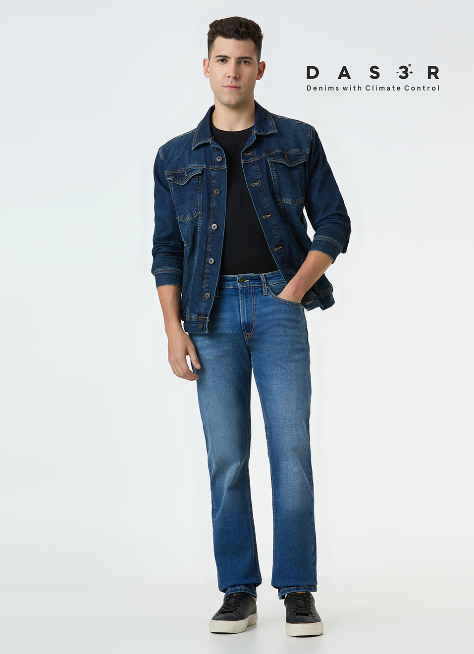 Men Blue Mid Rise Straight Fit Stretchable Jeans, , large image number 1