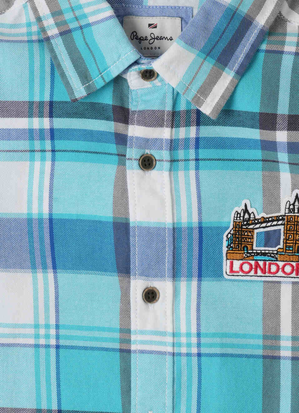 Yarn Dyed Twill  Cotton Aqua Checks Shirts, , large image number 2