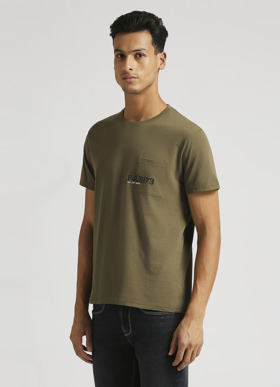 Green Solid Single Pocket Short Sleeve T-shirt, , large image number 3