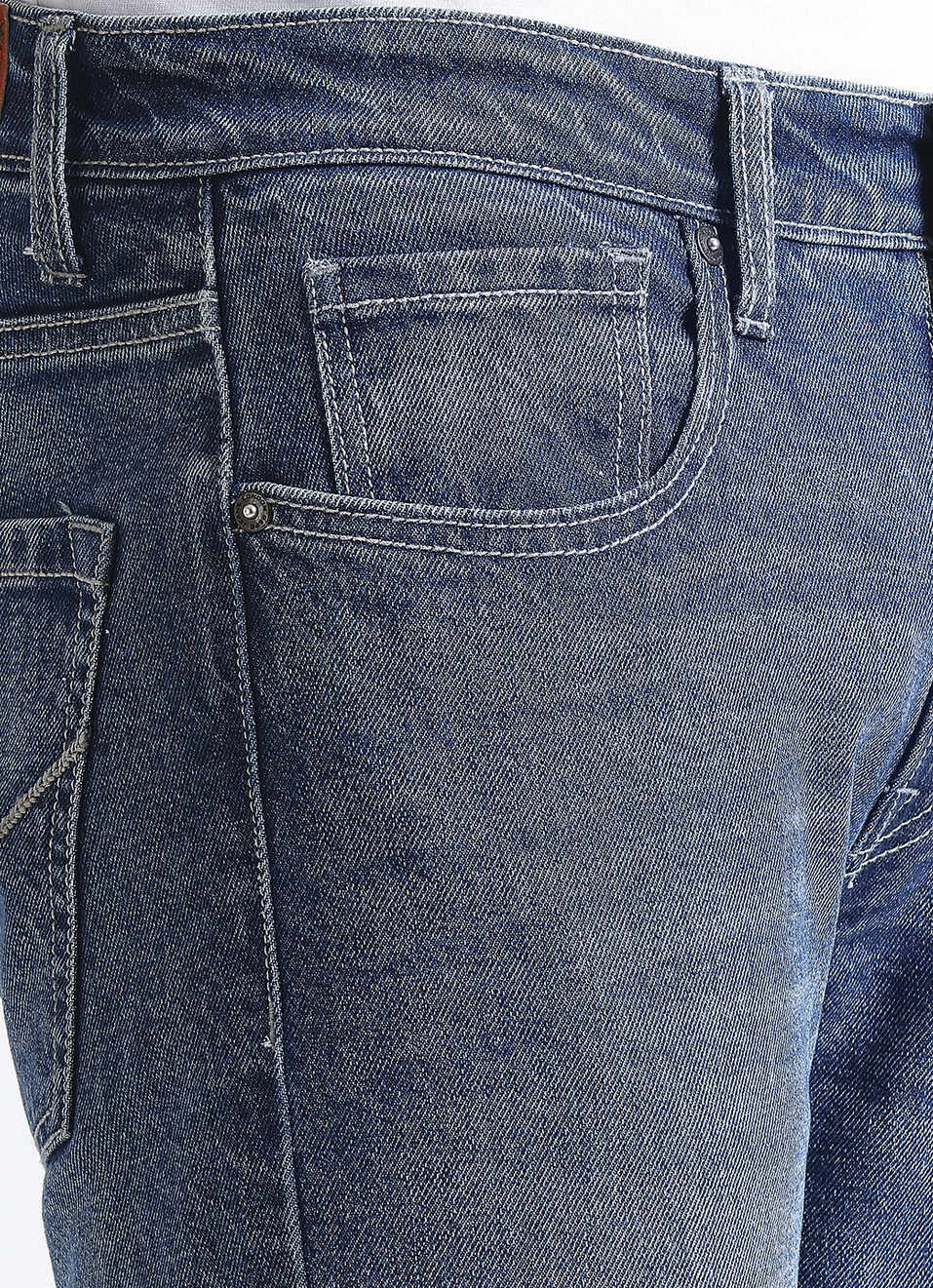 Vapour Blue Mid Waist Slim Jeans, , large image number 4
