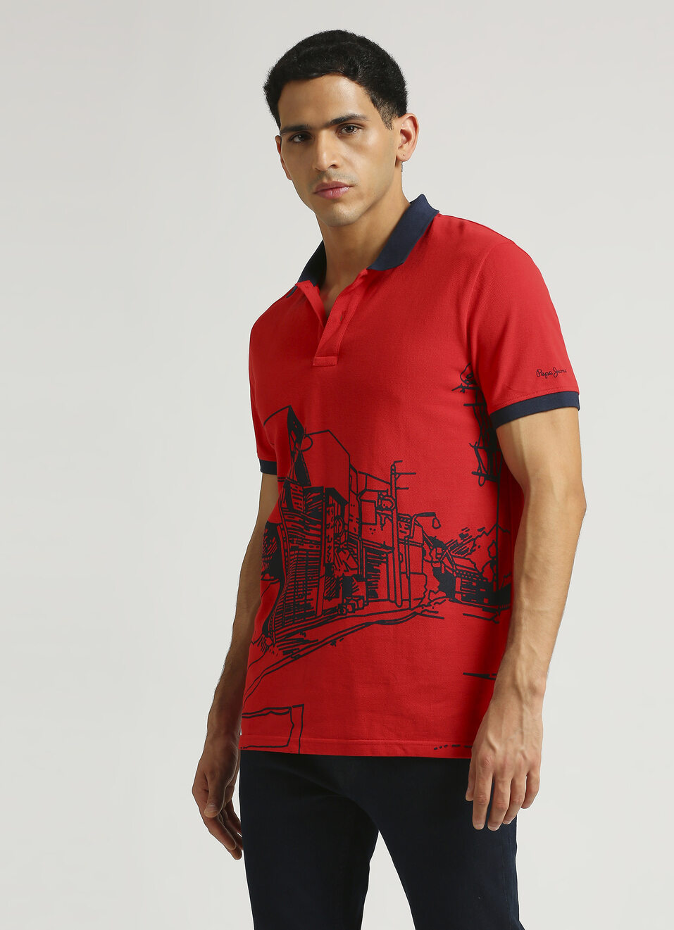 White Placed Print Trendy Pique Short Sleeve Polo, , large image number 3