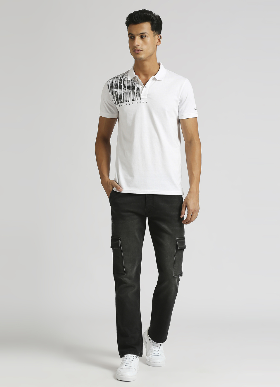 White Trendy Graphic Print Short Sleeve Polo , , large image number 5