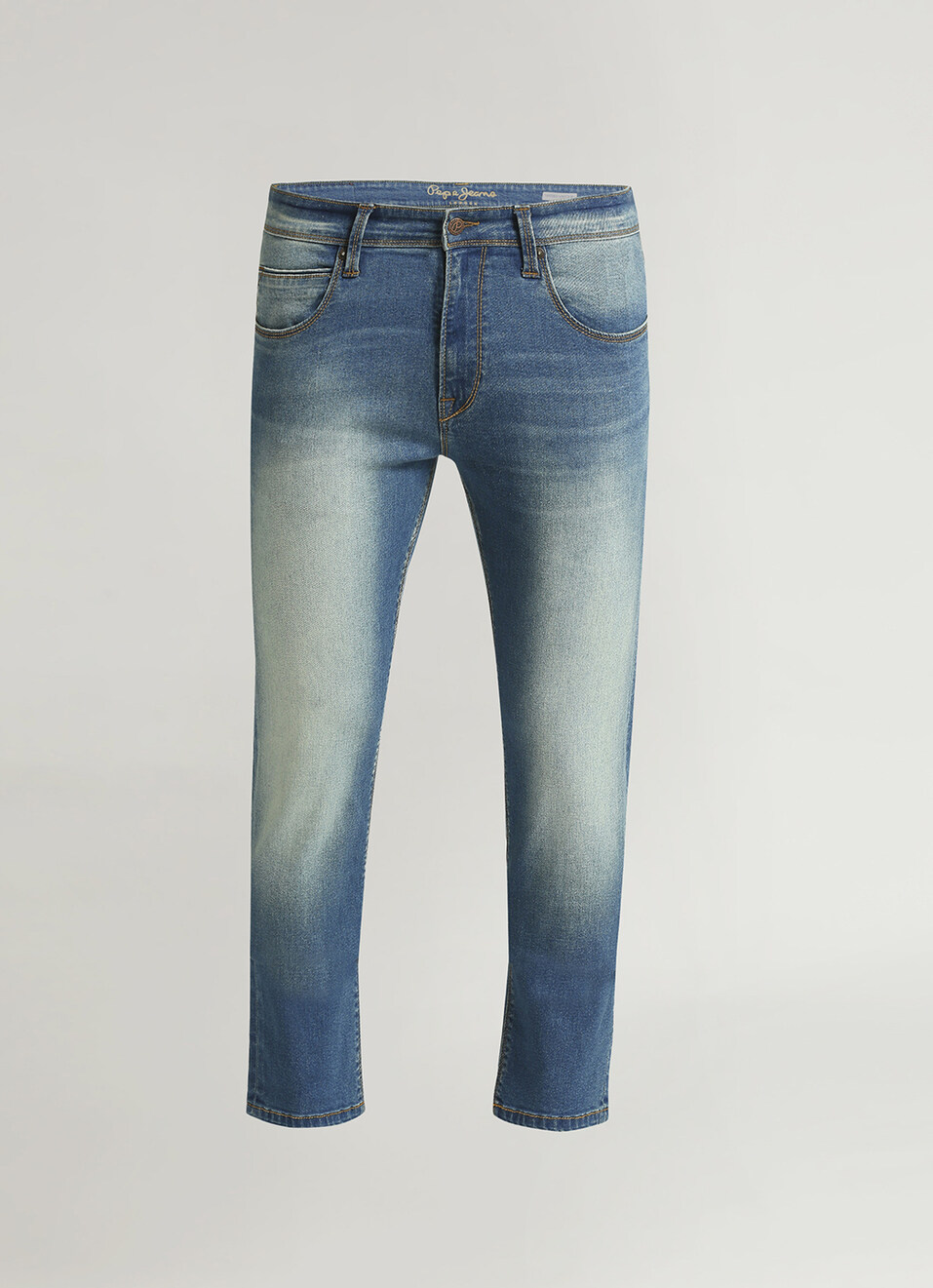Vapour Blue Low Rise Tapered Jeans, , large image number 5