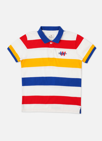 Boys Blue Stripes Short Sleeve Polo
