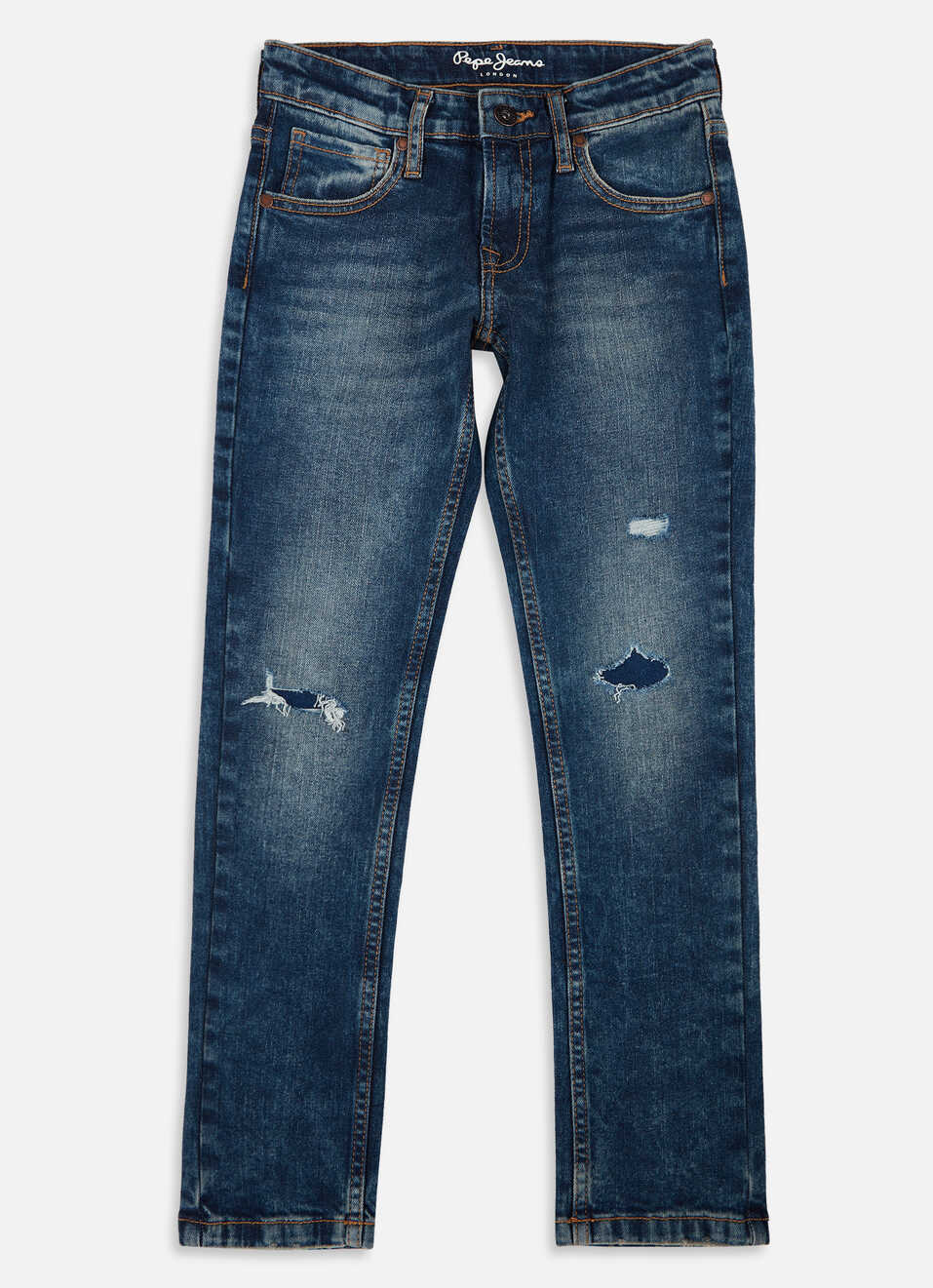 Boys Cashed Blue Mid Rise Slim Jeans, , large image number 0