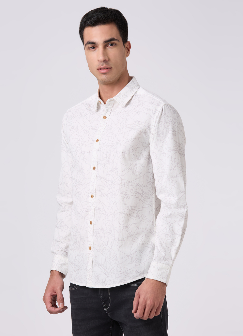 Men Off White Printed Shirt, , large image number 3