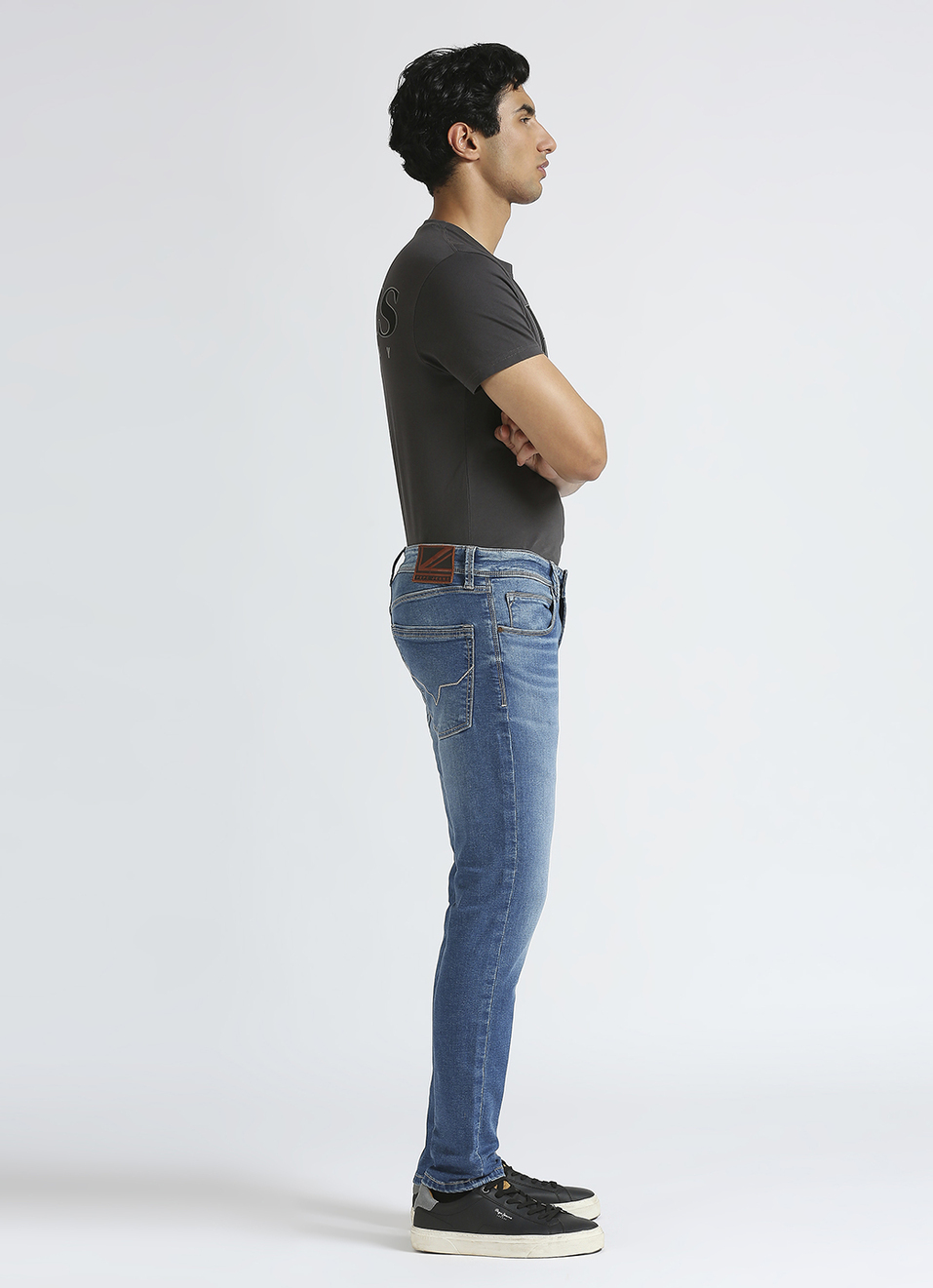 Danial Blue Low Waist Tapered Jeans, , large image number 5