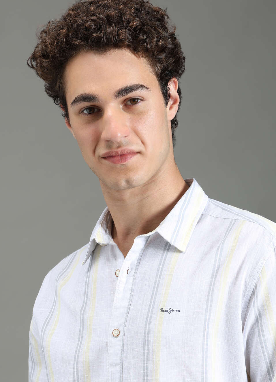 Men Beige Striped Shirt, , large image number 4