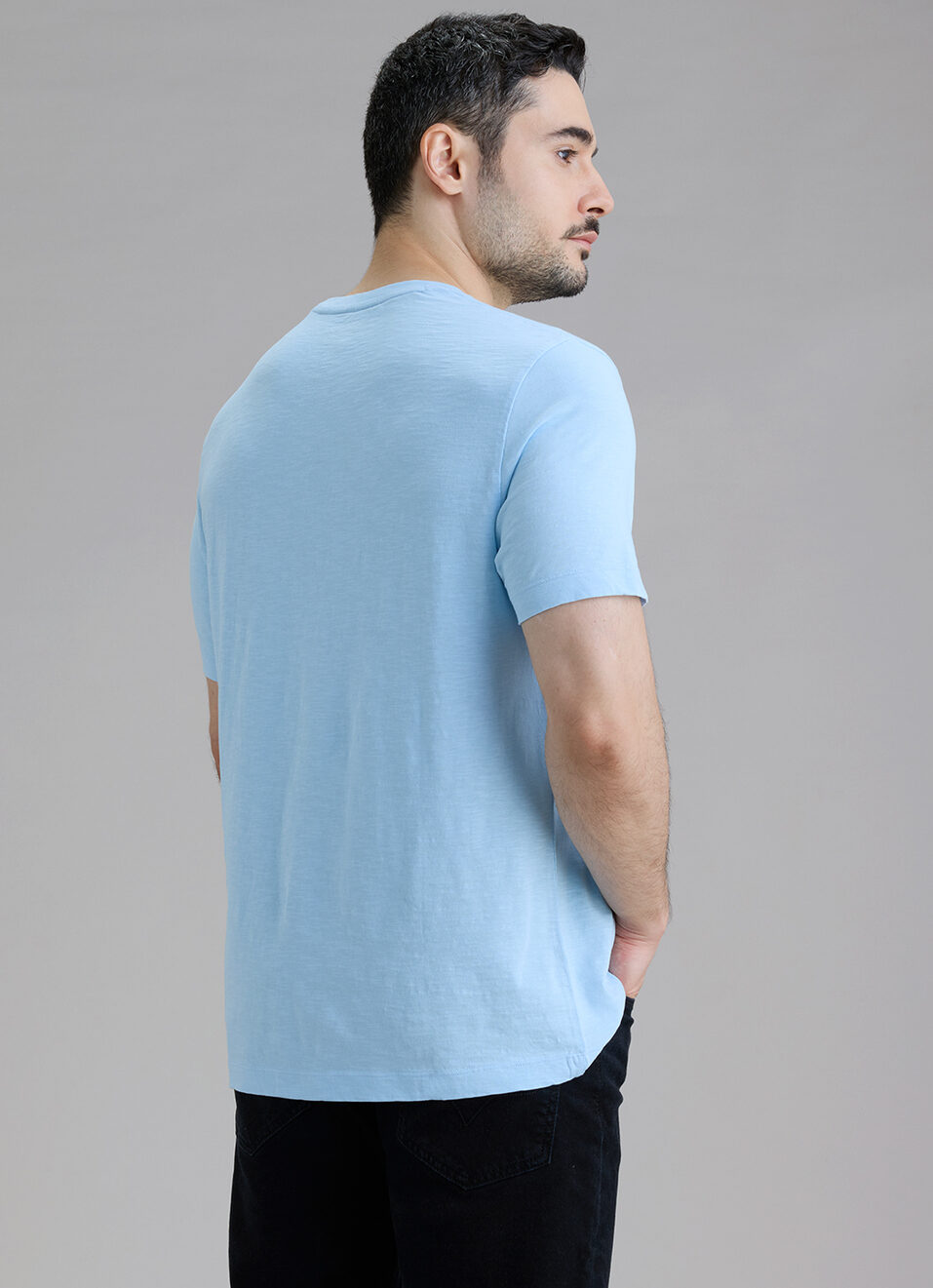 Men Blue Printed Slim Fit Short Sleeve T-shirt, , large image number 2