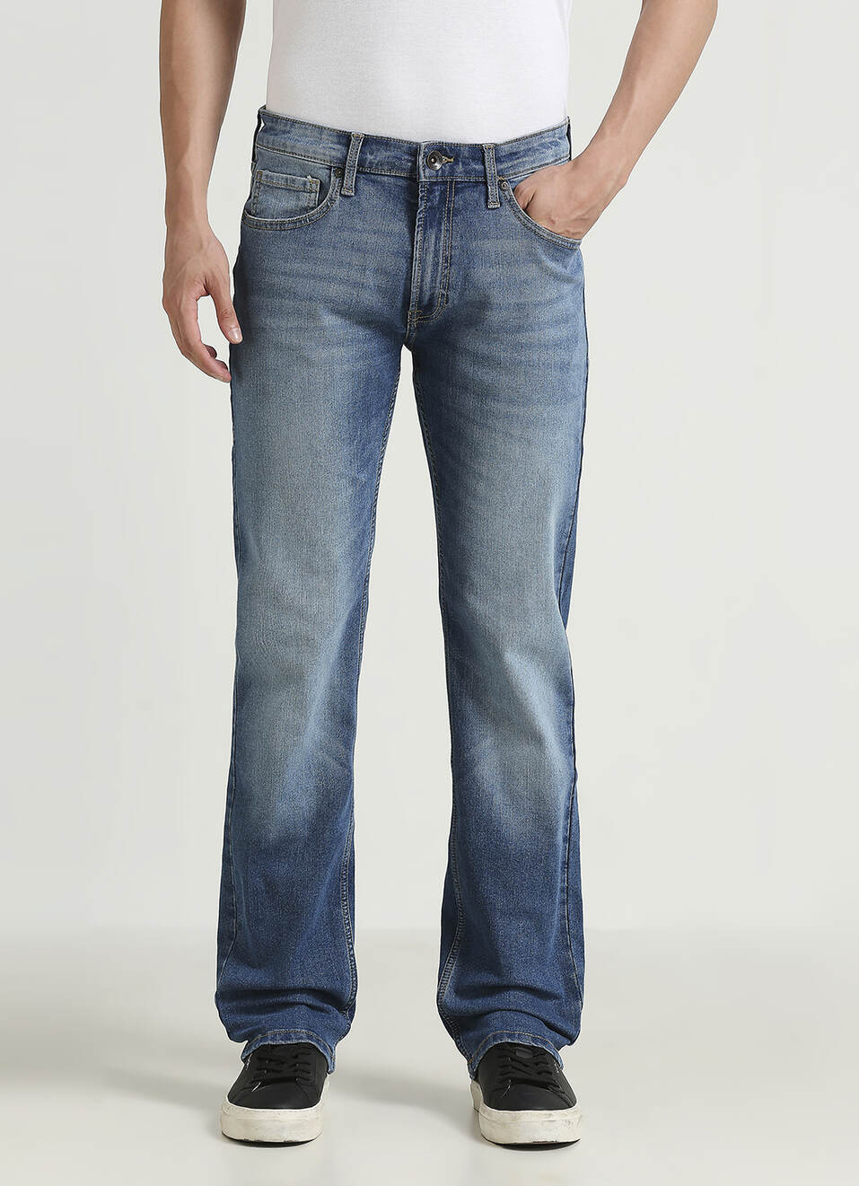 Holborne Light Blue Mid Rise Straight Fit Jeans, , large image number 2