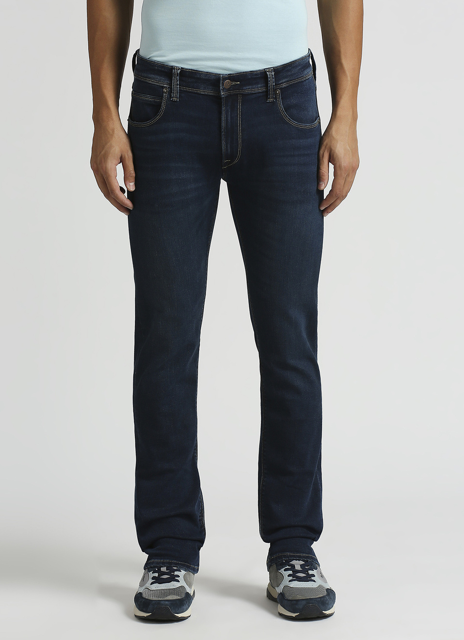 Vapour Dark Blue Mid Rise Slim Fit Jeans, , large image number 2