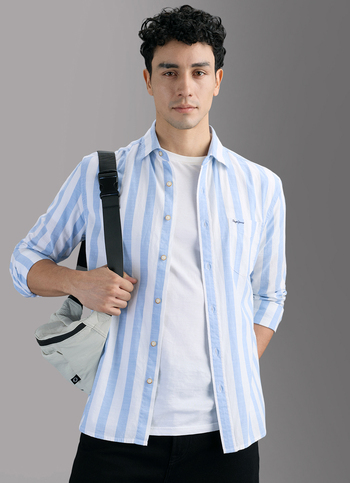 Men Yellow Striped Shirt