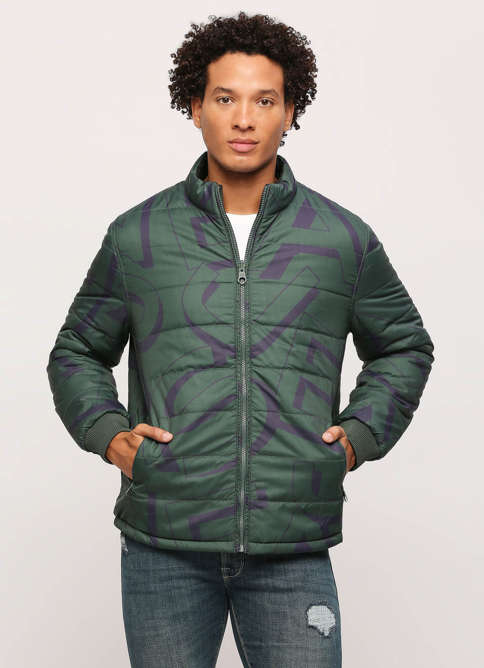 Green Reversible Puffer Jacket, , large image number 0