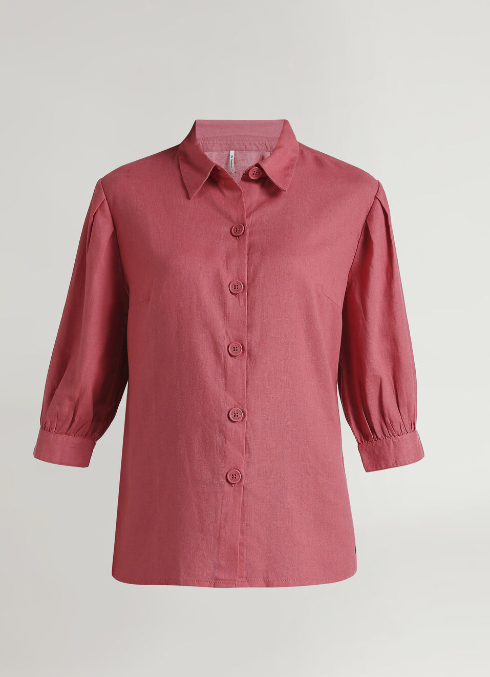 Pink Linen Puff Sleeve Shirt, , large image number 6