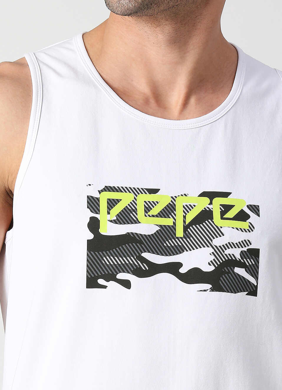 White Placement Print Muscle tee, , large image number 4