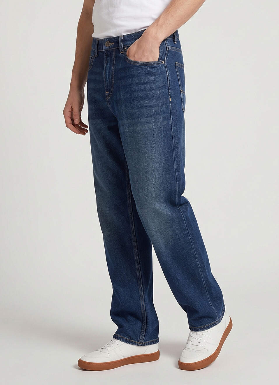 Men Blue Mid Rise Stretchable Jeans, , large image number 0