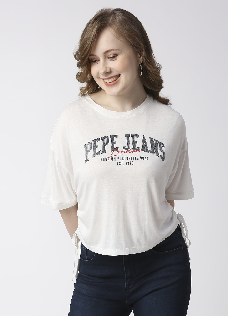White Rouching Detail T-Shirt, , large image number 0