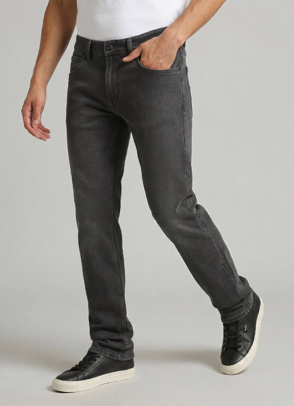 Holborne Grey Mid Rise Straight Fit Jeans, , large image number 0