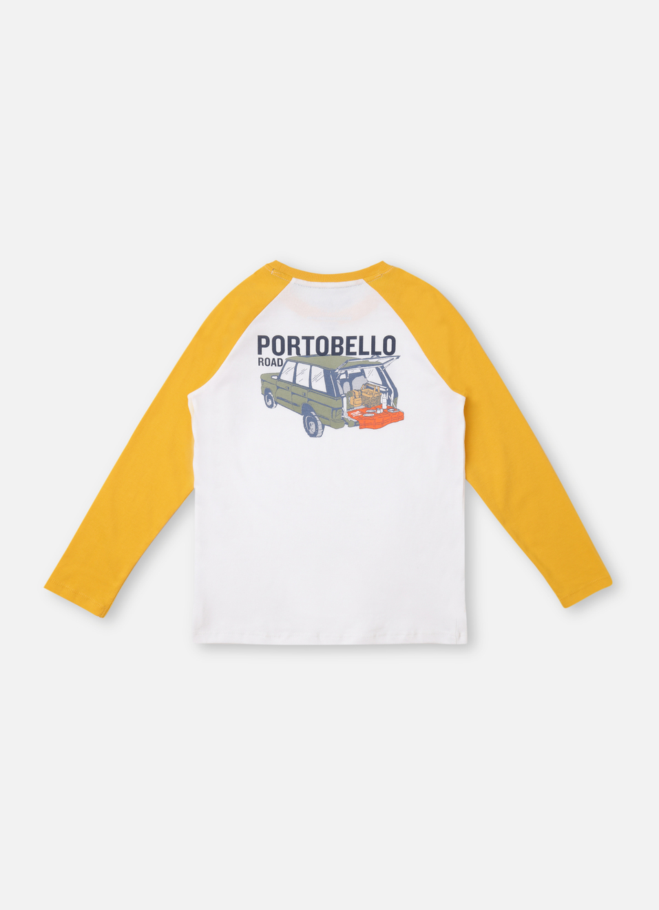 Boys Yellow Back Print Full Sleeve T-shirt, , large image number 0