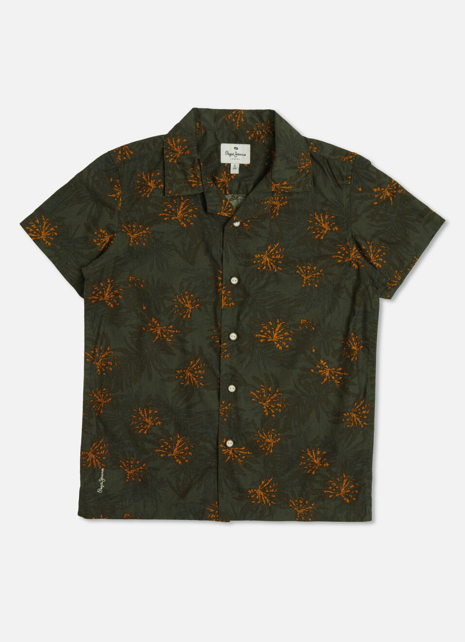 Boys Olive Printed Short Slevee Shirt, , large image number 0