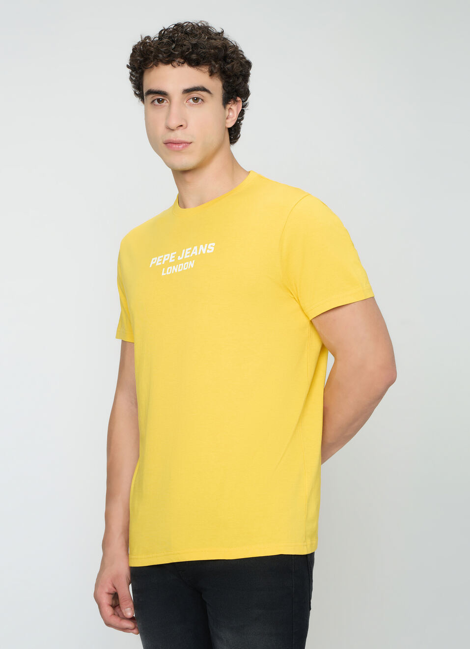 Men Yellow Graphic Slim Fit T-shirt, , large image number 3