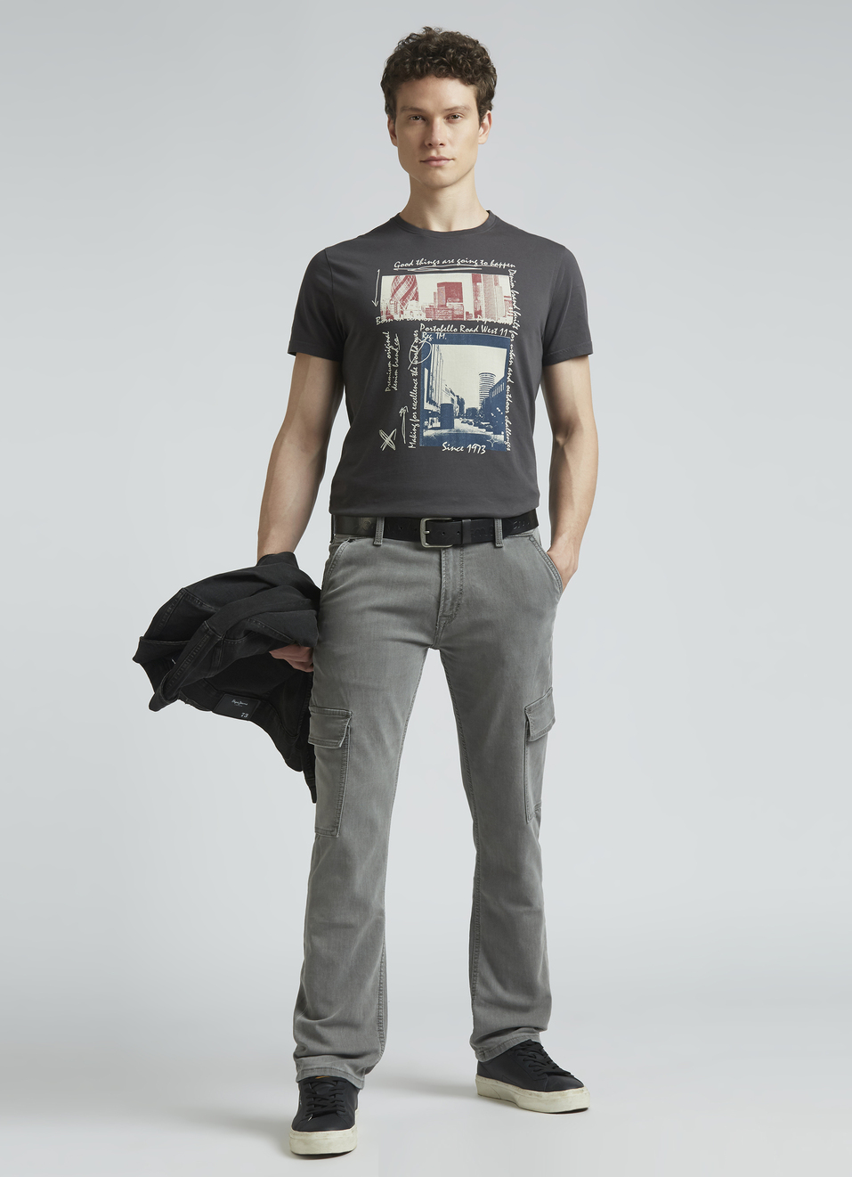 Grey Graphic Print Short Sleeve T-shirt, , large image number 5
