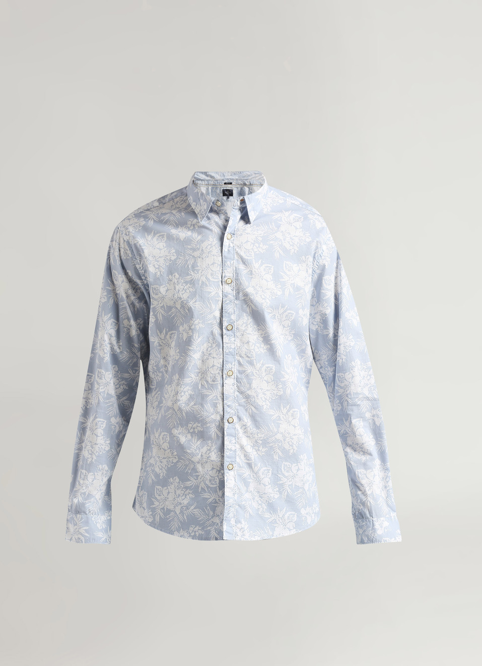 Sky Blue Floral Print Long Sleeve Shirt, , large image number 6