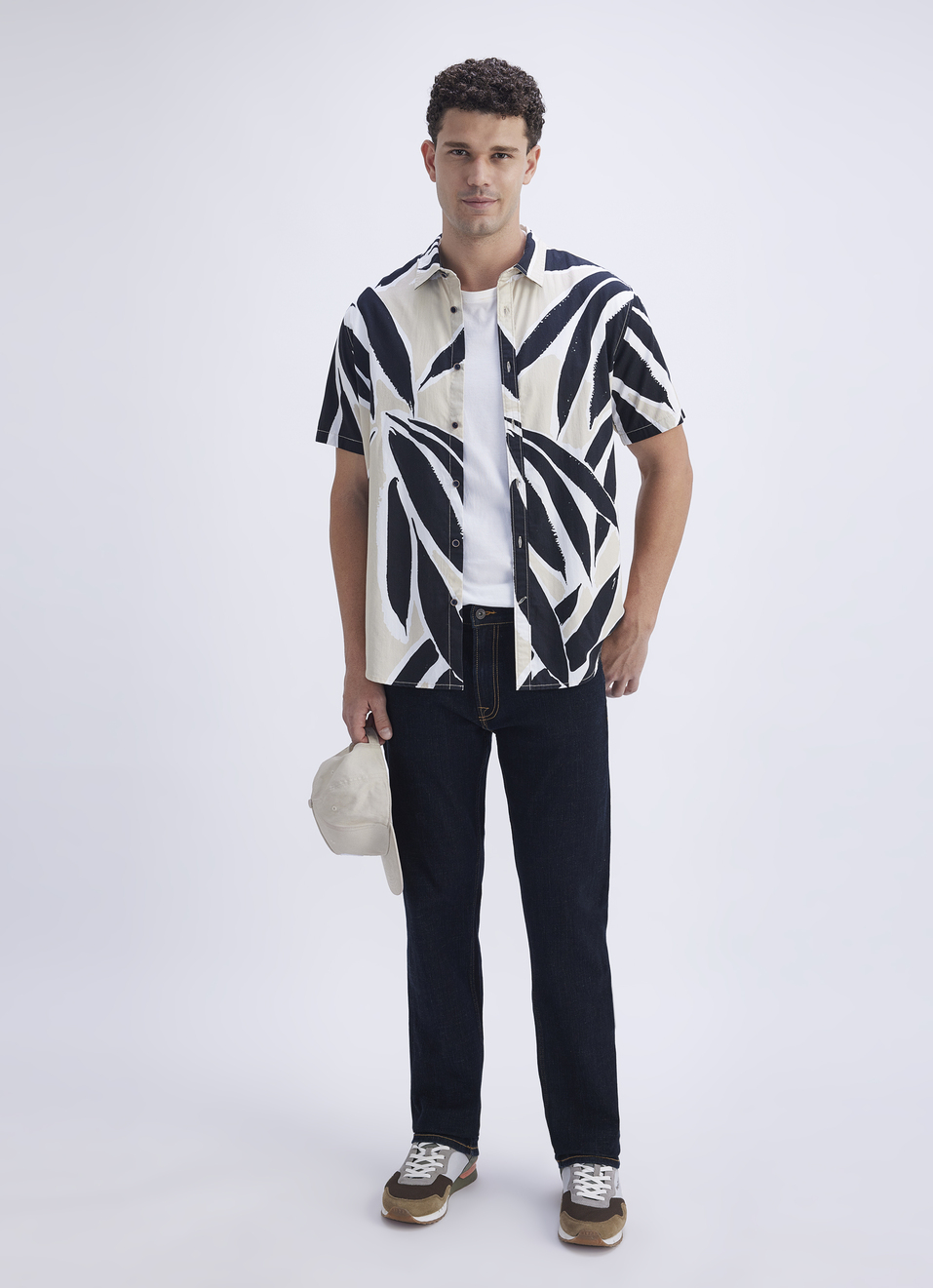 Men Beige All Over Print Short Sleeve Shirt, , large image number 5