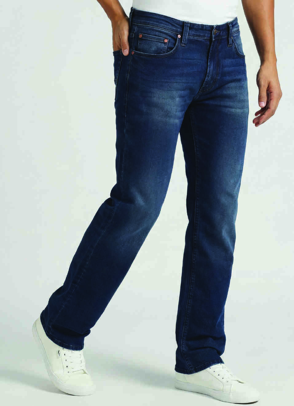 Holborne Dark Blue Mid Rise Straight Fit Jeans, , large image number 0