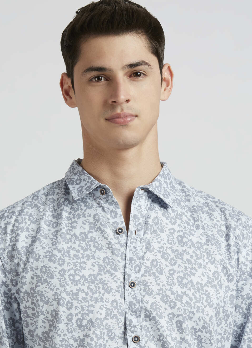Grey Floral Full Sleeve Shirt, , large image number 4