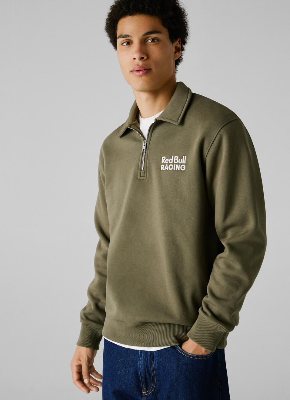 Red Bull Racing X Pepe Jeans Green Comfort Fit Half Zip Sweatshirt, , large image number 2