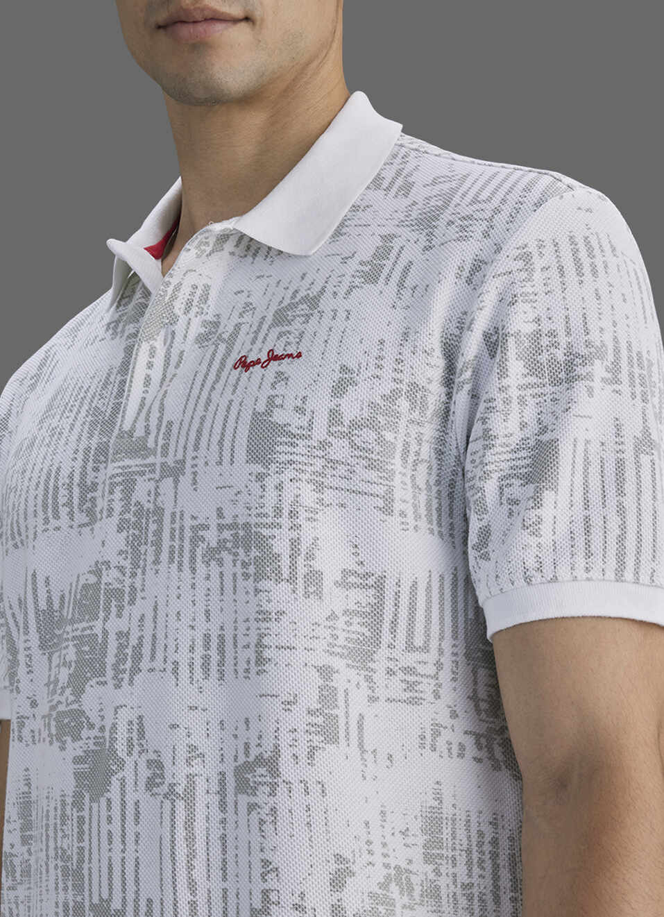 Men Off White Printed Polo Collar T-shirt, , large image number 1