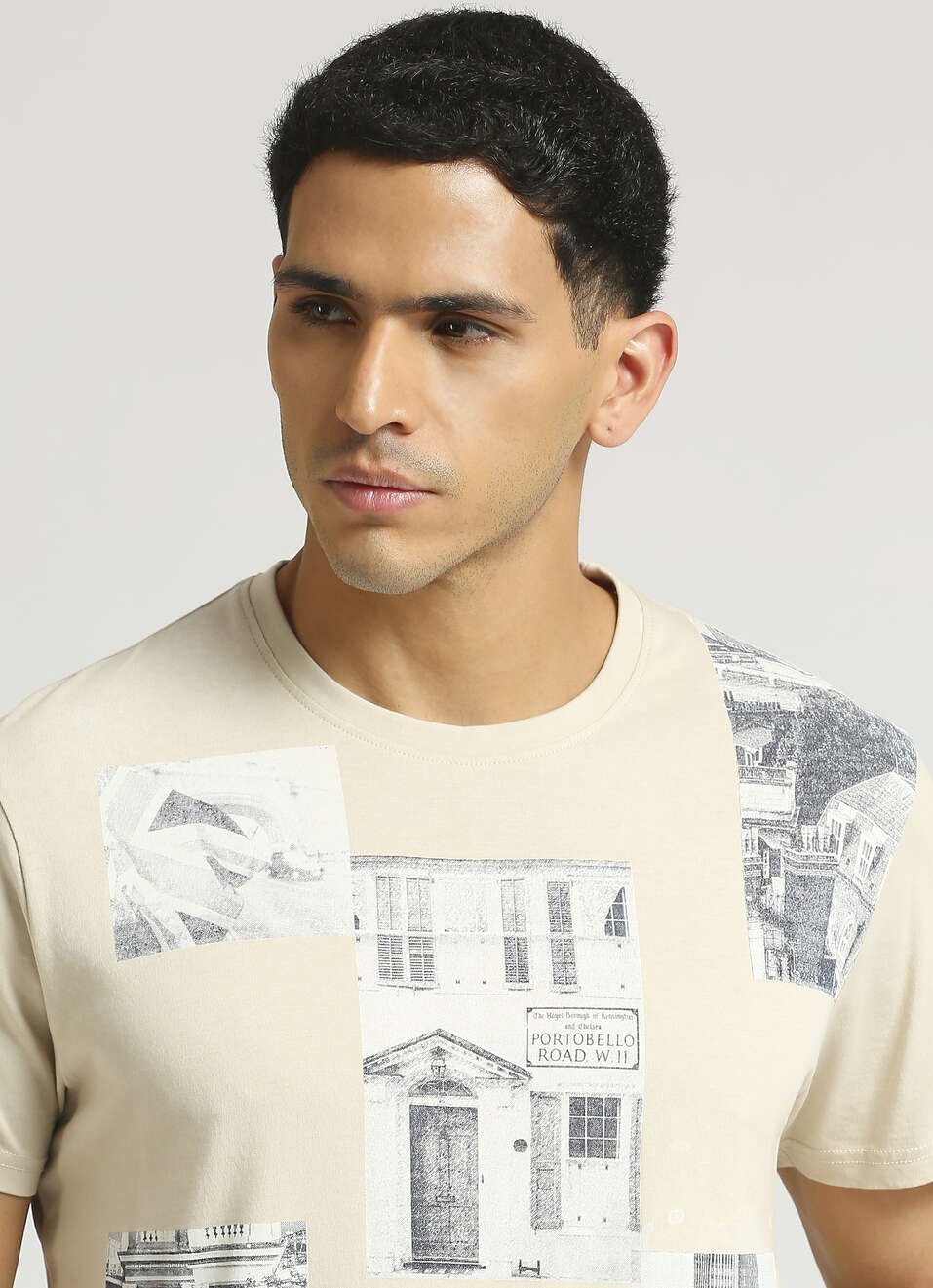 Yellow Photographic Print Short Sleeve T-shirt, , large image number 4