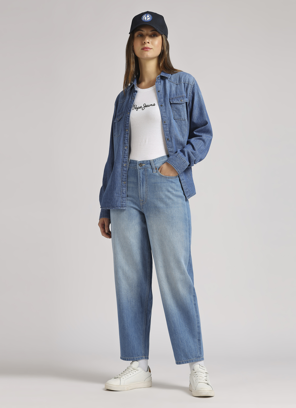 Blue High Waist Balloon Jeans, , large image number 5