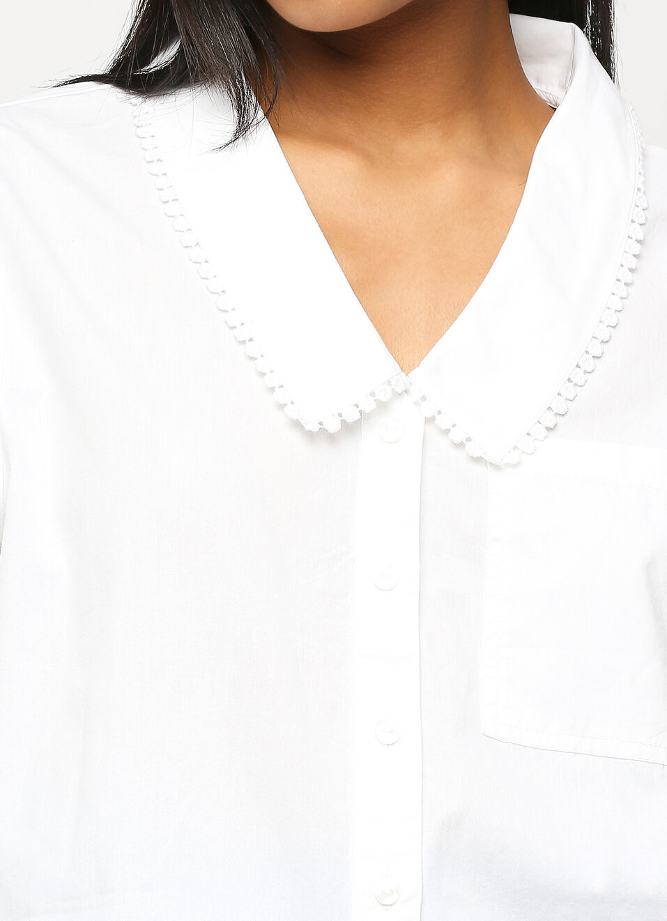 White Chelsea Collar Puff Sleeve Shirt, , large image number 4