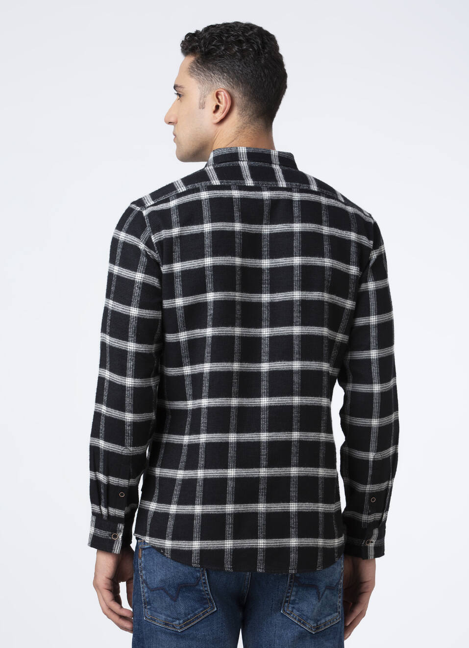 Men Black Check Full Sleeve Shirt, , large image number 2