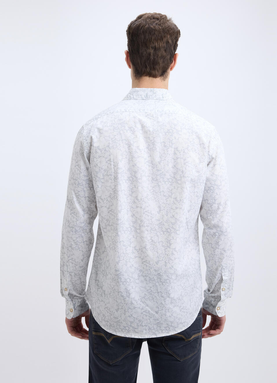 Men White Floral Print Full Sleeve Shirt, , large image number 2