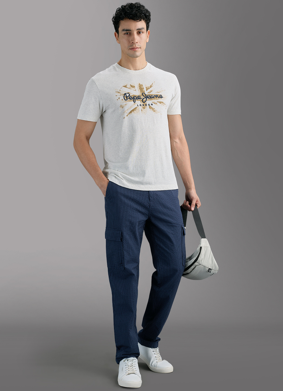 Men Ecru White Slim Printed T-shirt, , large image number 2