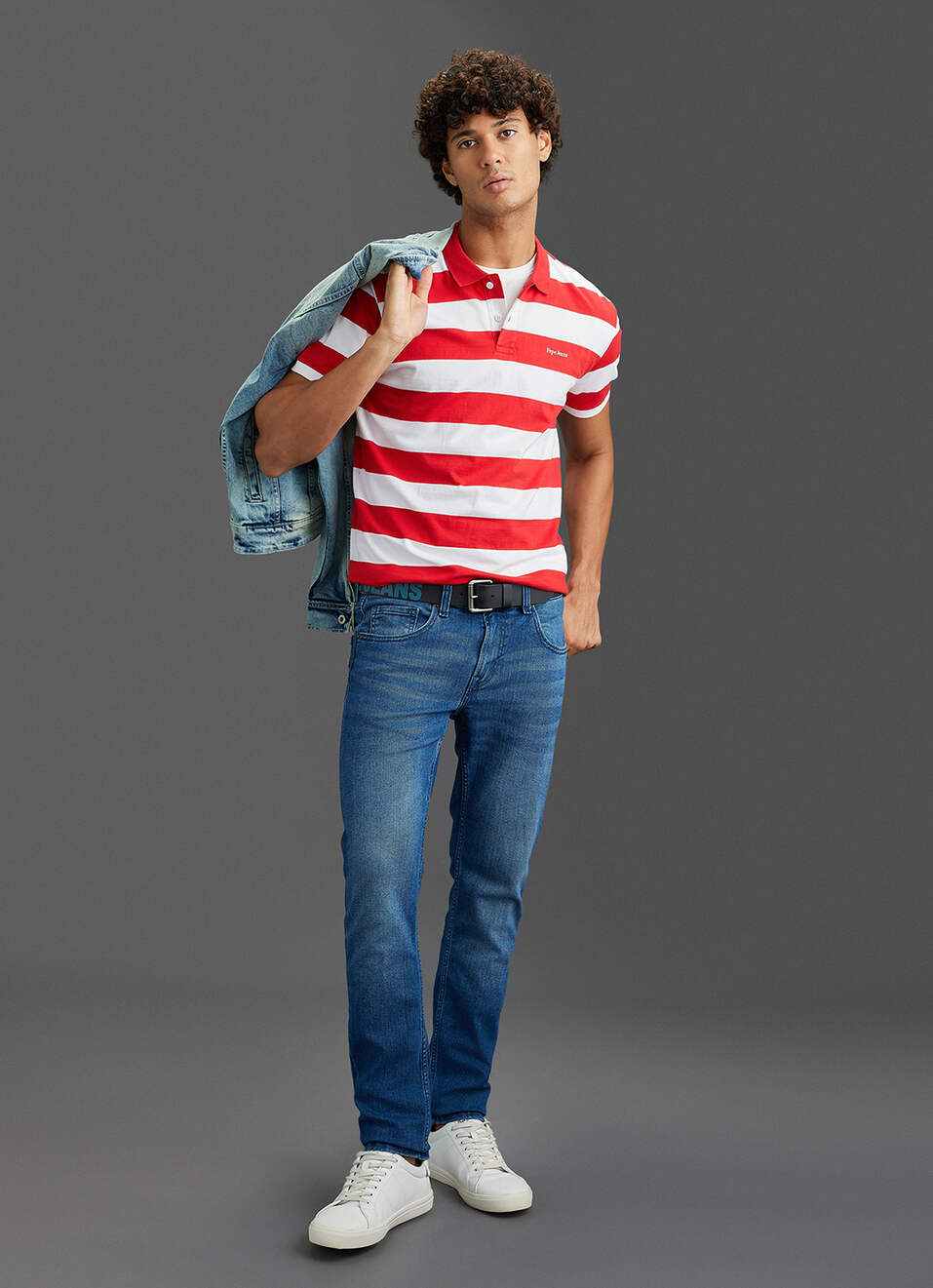 Men Red Regular Fit Short Sleeve Striped Polo, , large image number 2