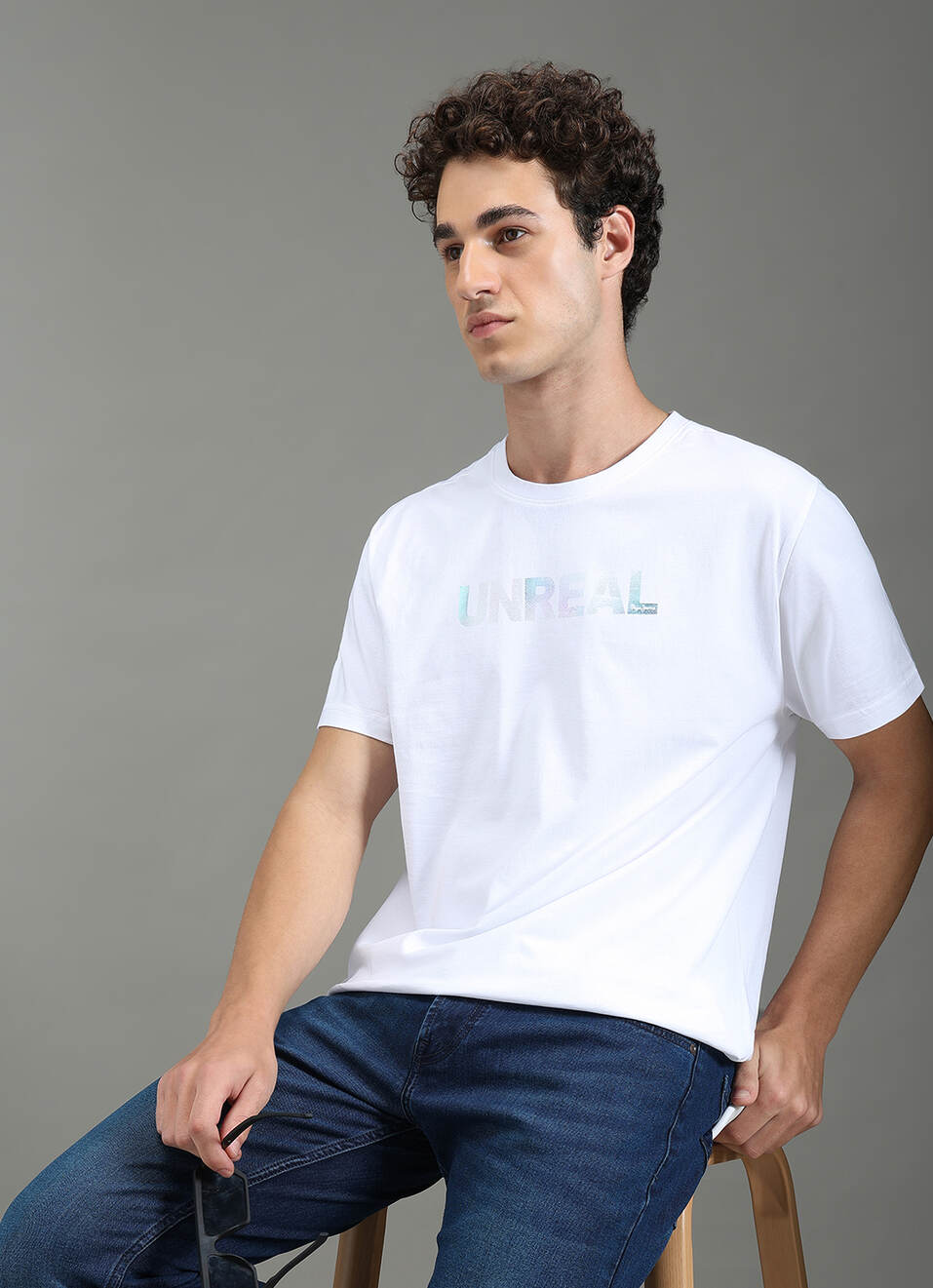 Men White Graphic Relaxed Fit T-shirt, , large image number 0